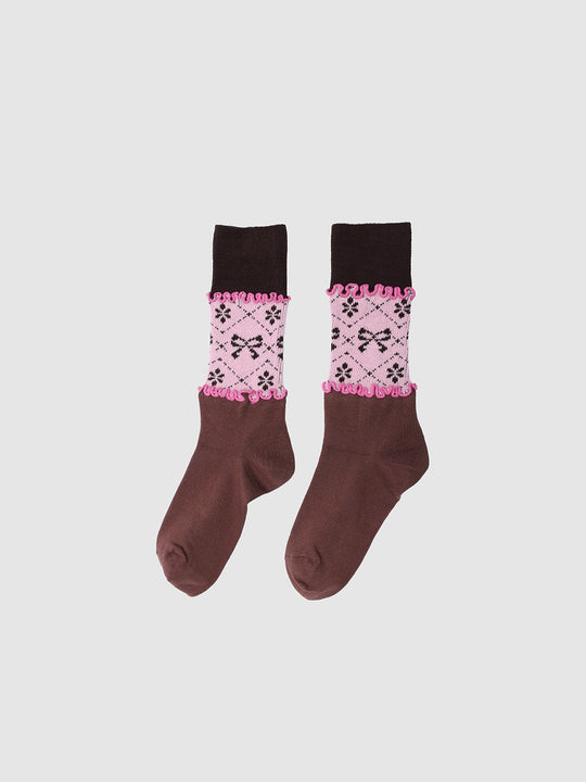 Contrast Frill Edge Socks