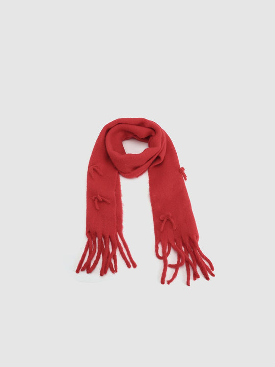 Bow Detail Fringed Scarf
