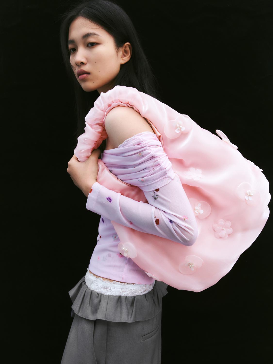 Flower Décor Shoulder Bags