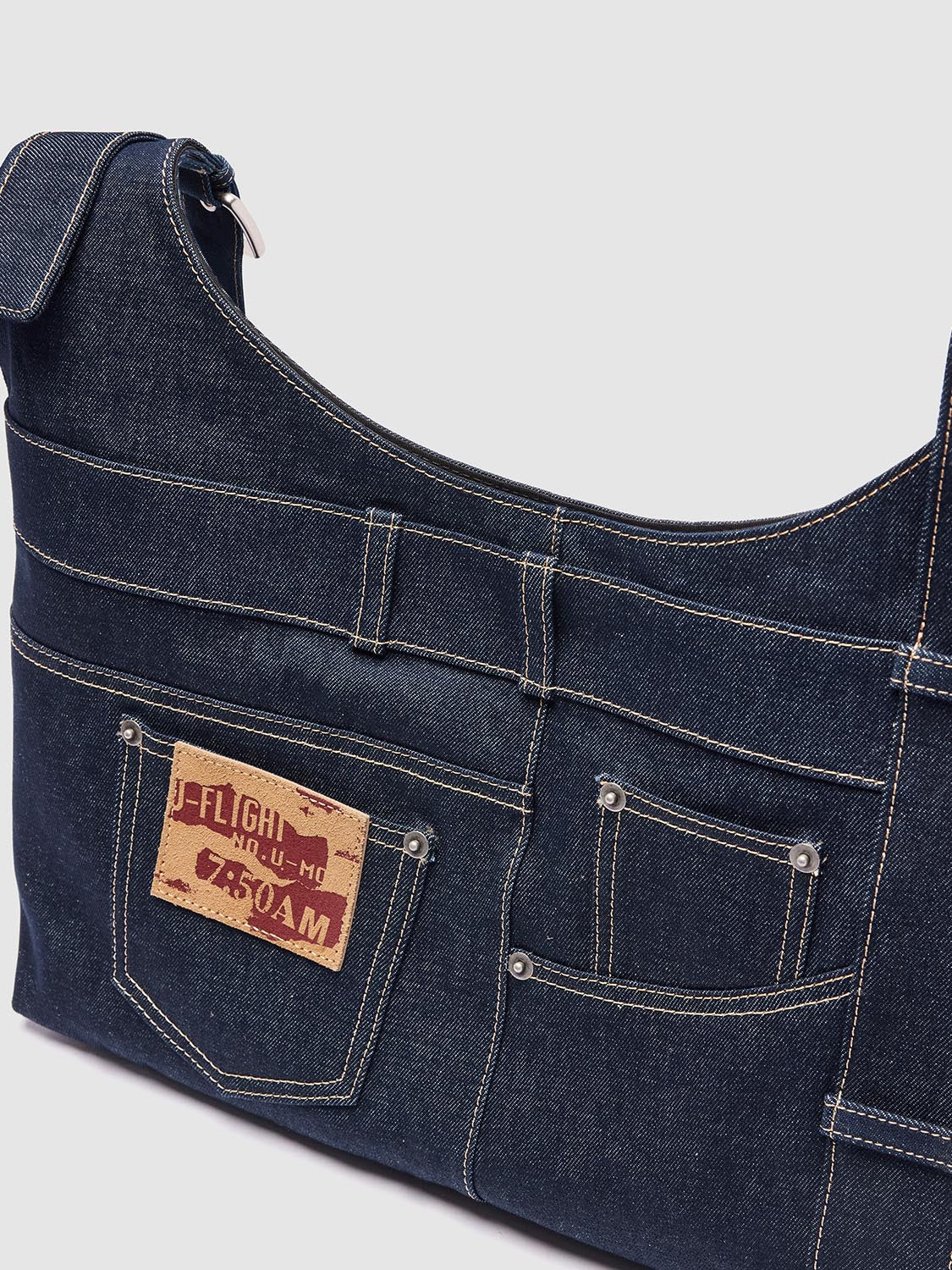Buckled Denim Shoulder Bags
