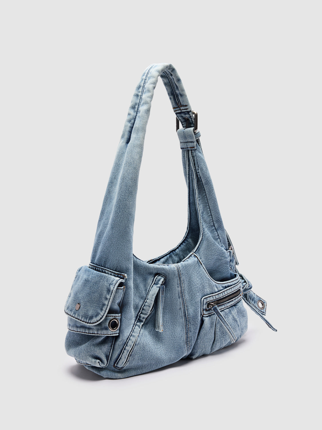 Multi-Pocket Denim Shoulder Bags