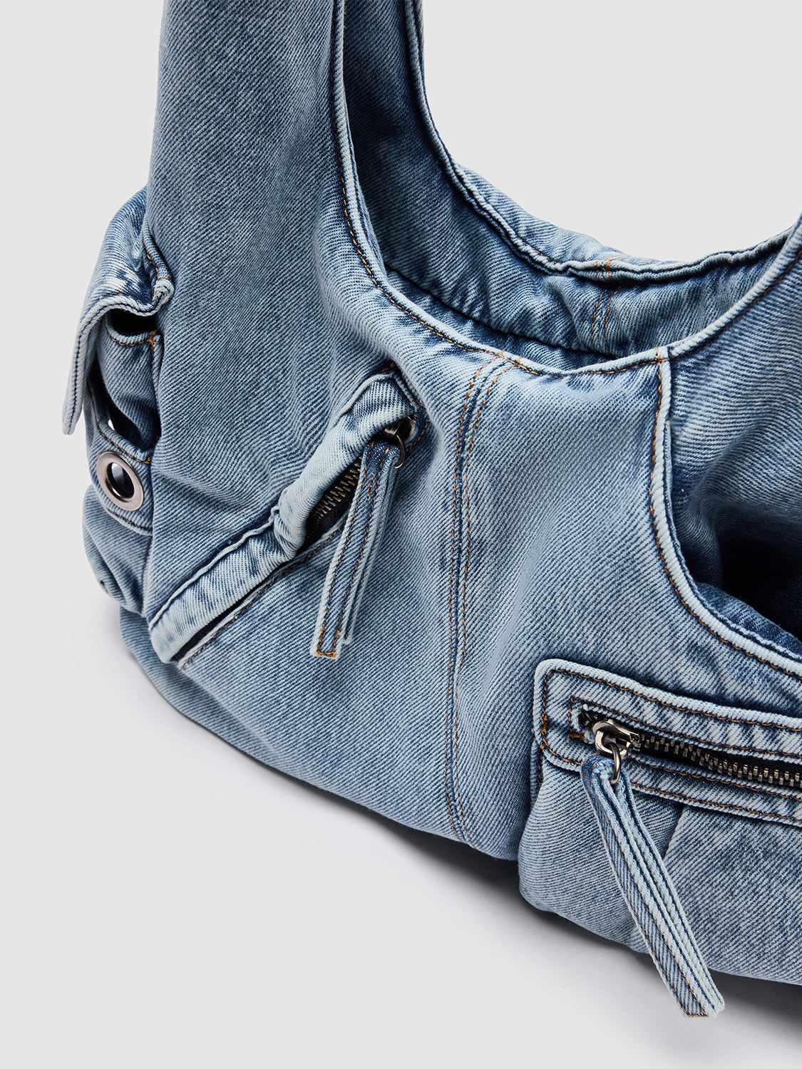 Multi-Pocket Denim Shoulder Bags