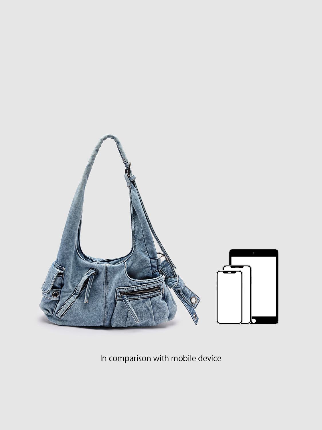 Multi-Pocket Denim Shoulder Bags