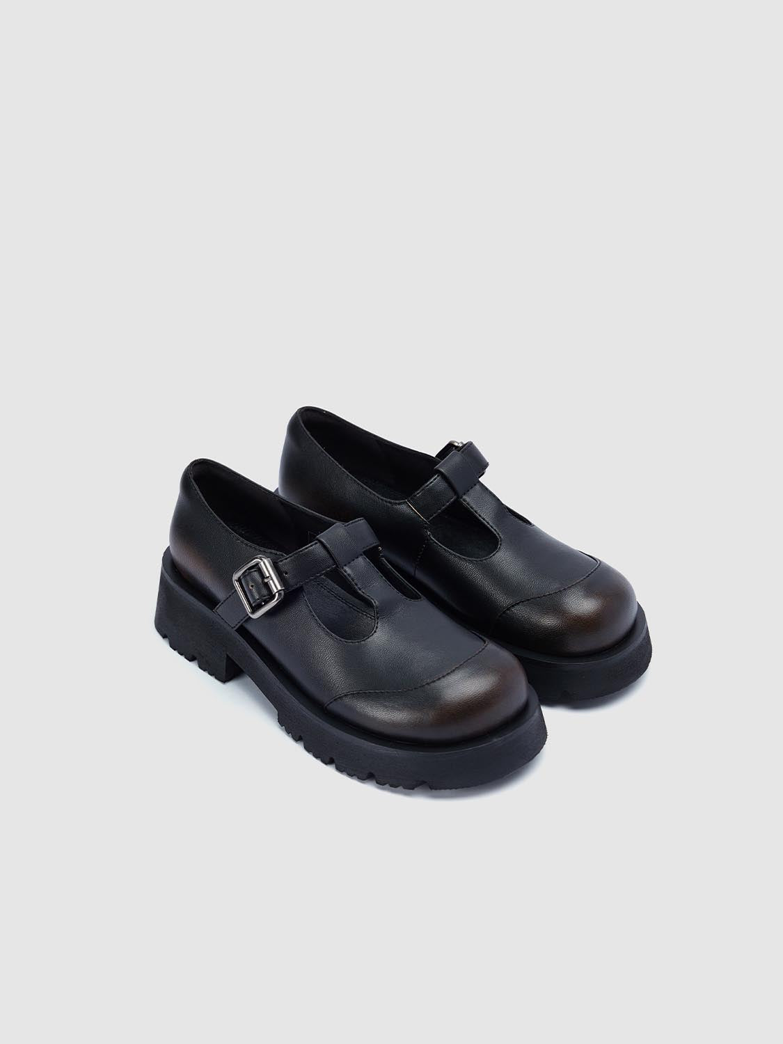 Mary Jane T-Strap Chunky Heel Pumps