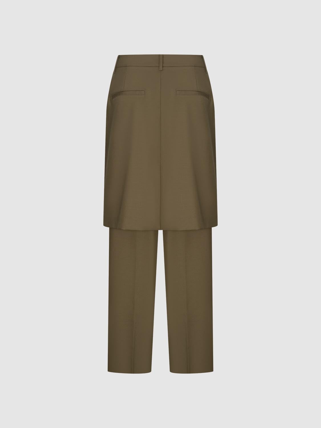 Skirt Layered Wide-Leg Pants