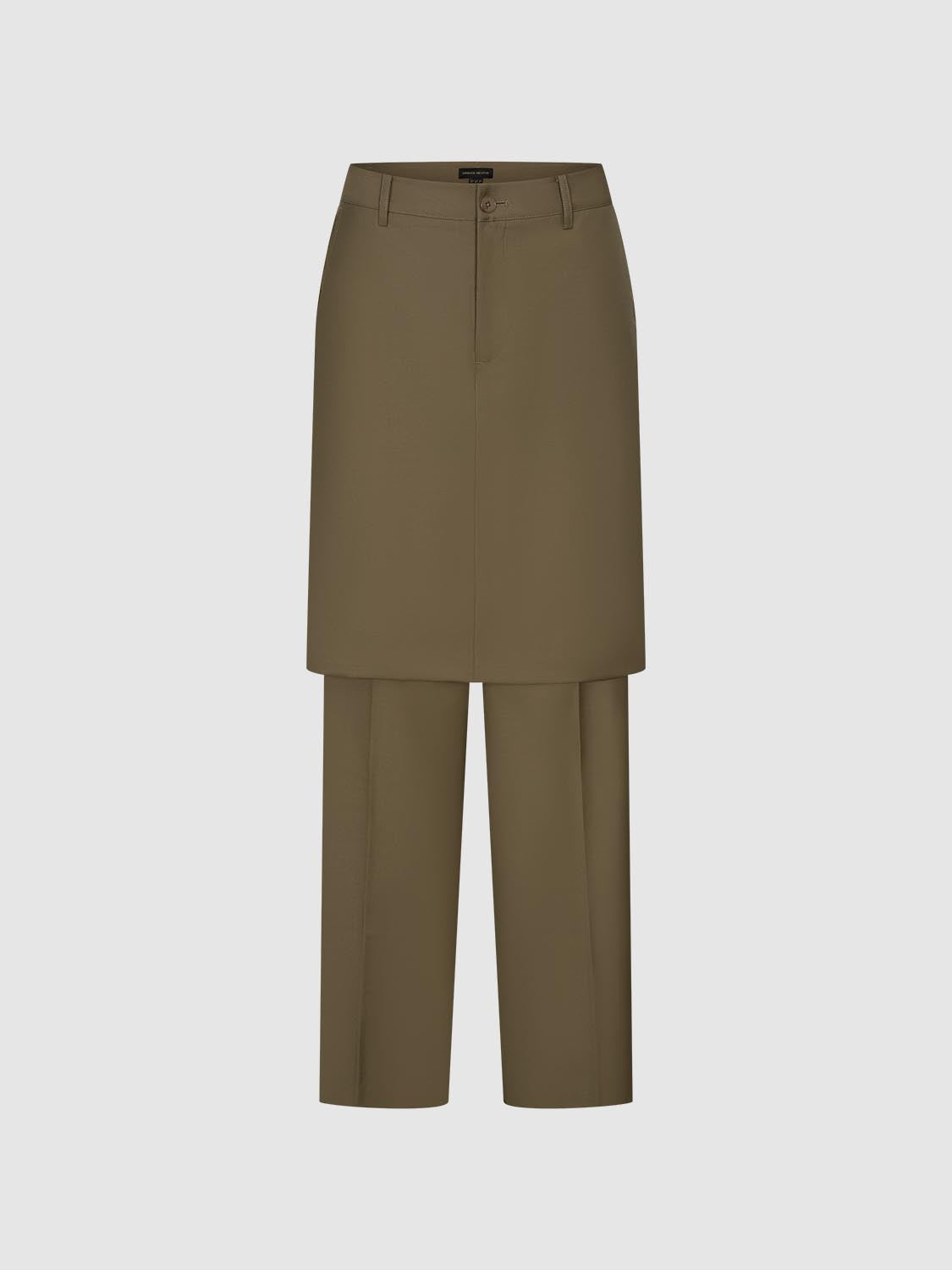 Skirt Layered Wide-Leg Pants