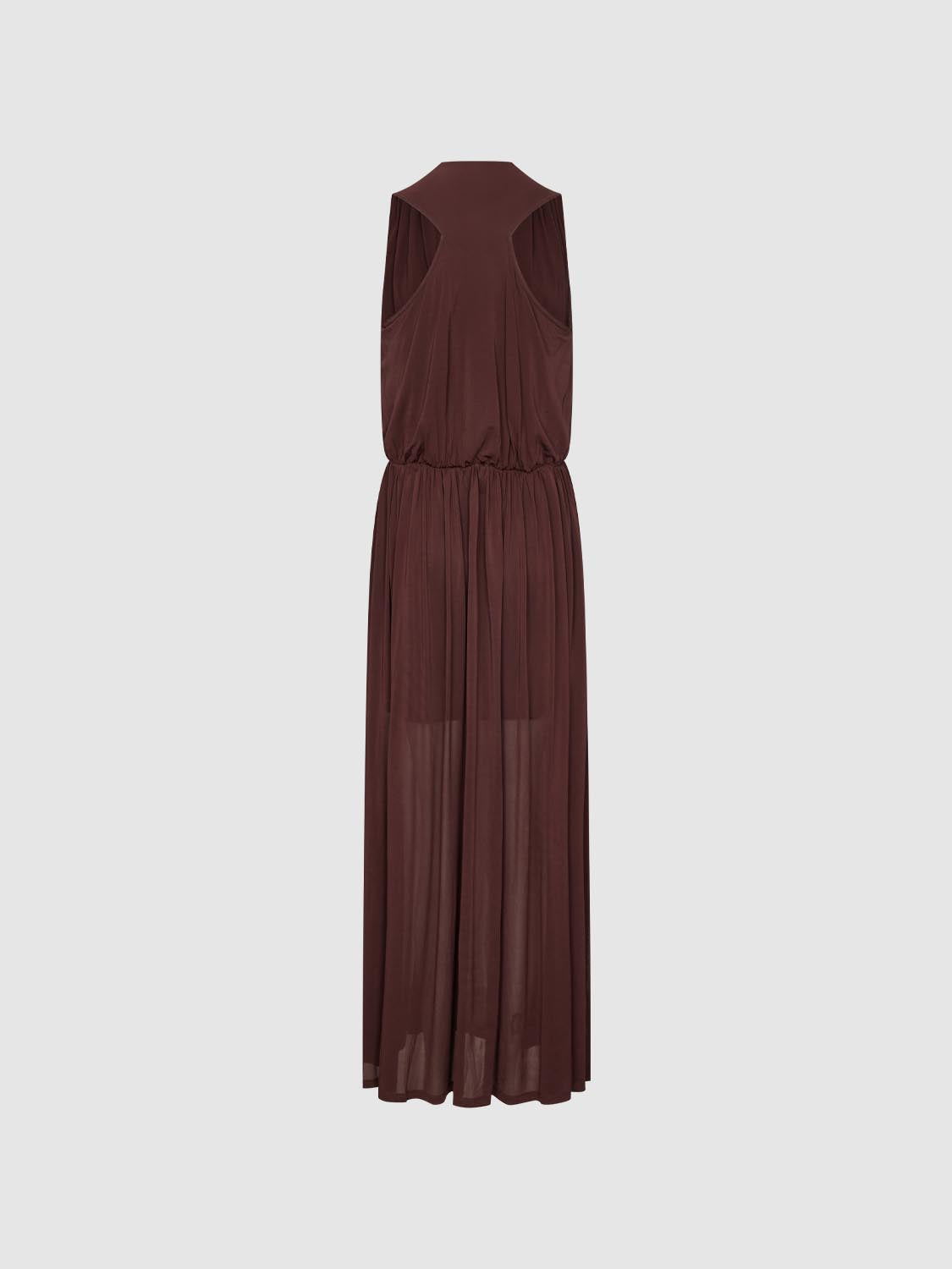 Sleeveless V-Neck Crinkle Midi Dresses