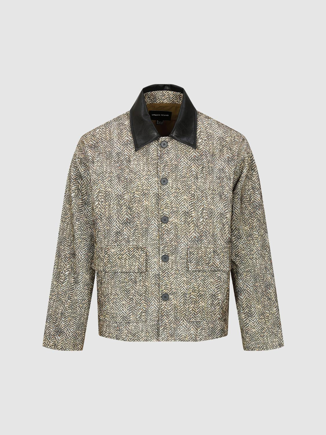 Contrast PU Collar Jackets