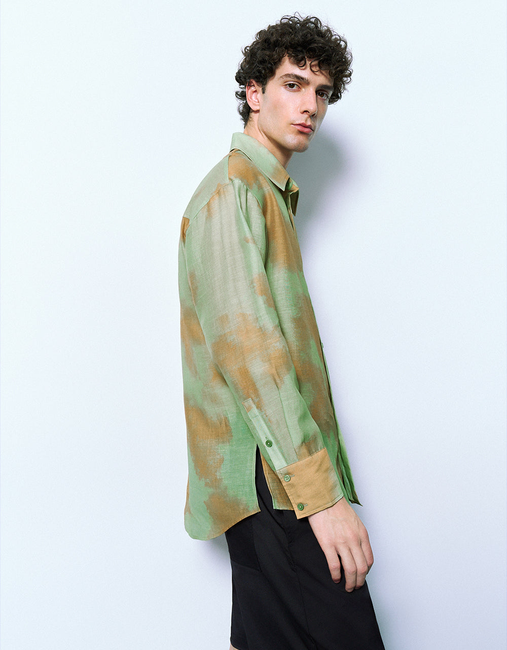 Printed Button Up Straight Shirt