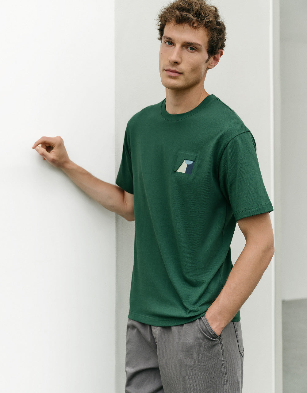 Printed Detail Crew Neck T-Shirt