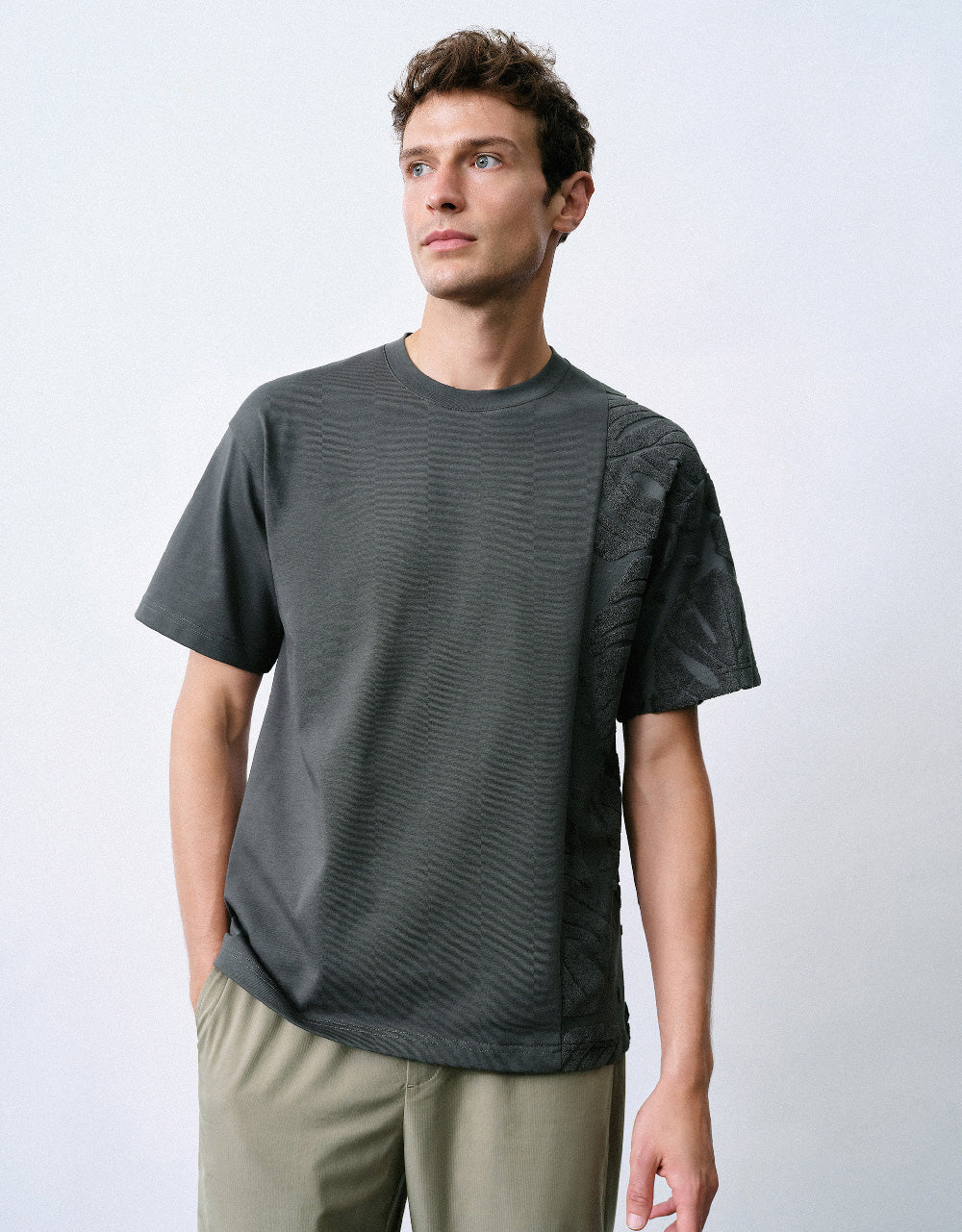 Embossed Crew Neck T-Shirt