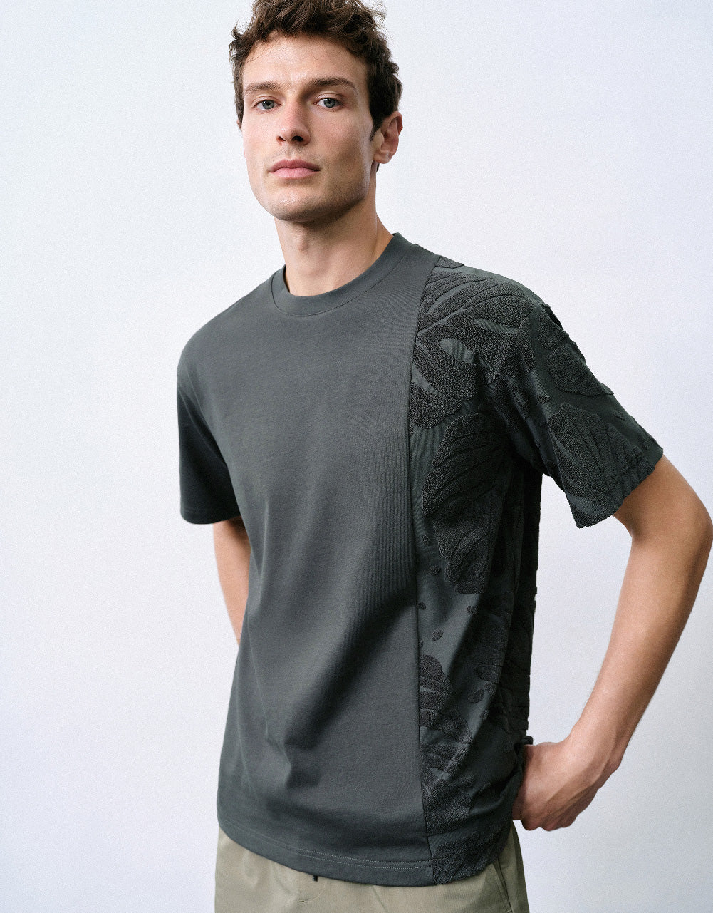 Embossed Crew Neck T-Shirt