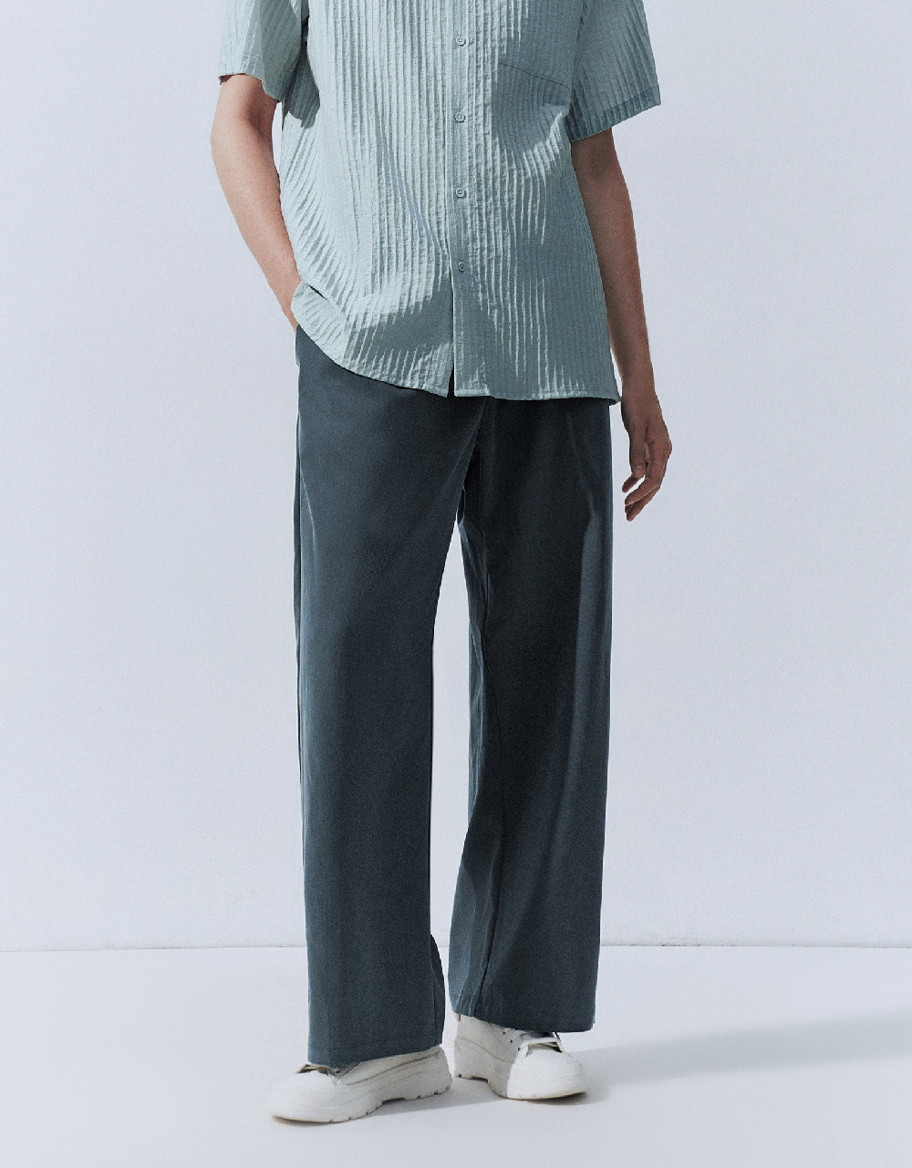 Elastic Waist Straight Pants