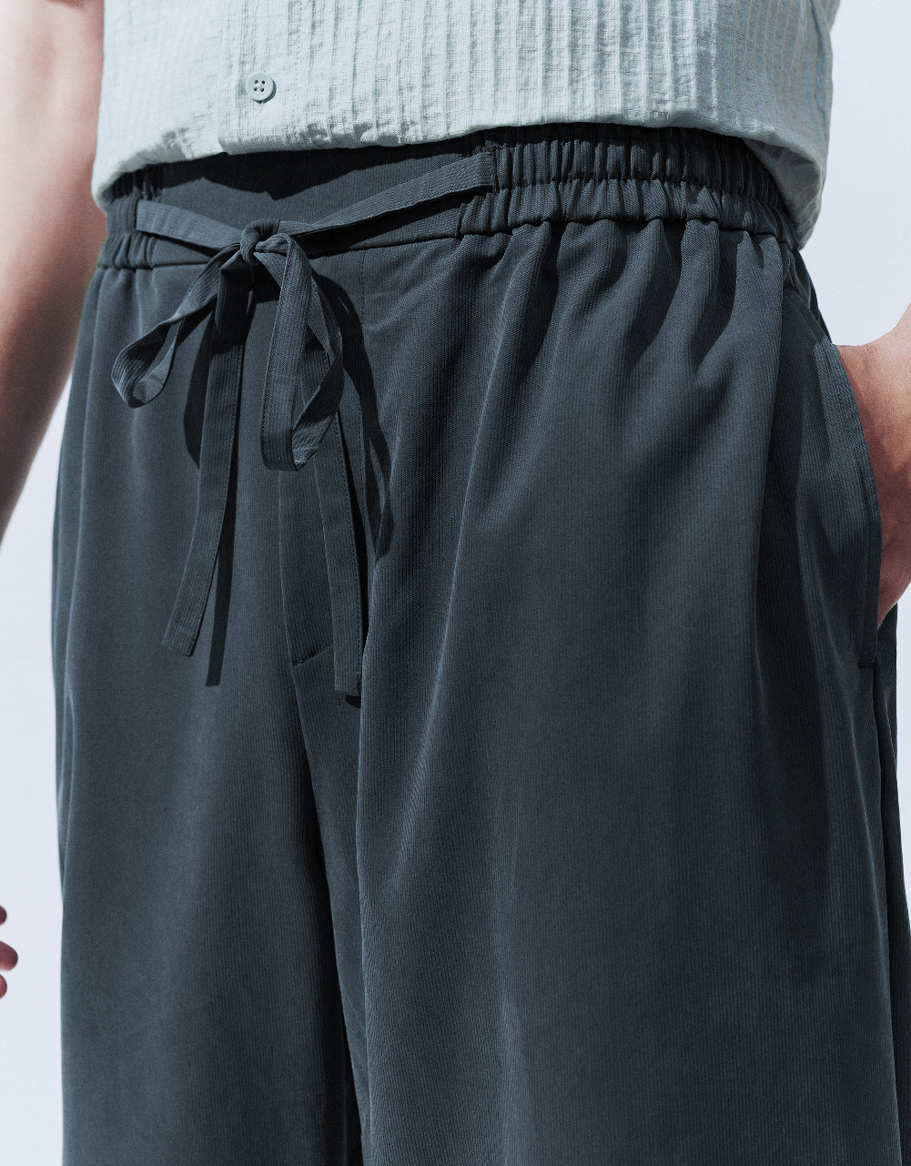 Elastic Waist Straight Pants
