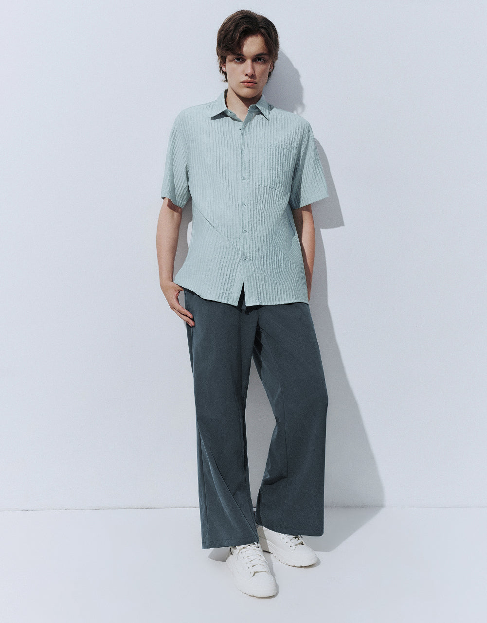 Elastic Waist Straight Pants