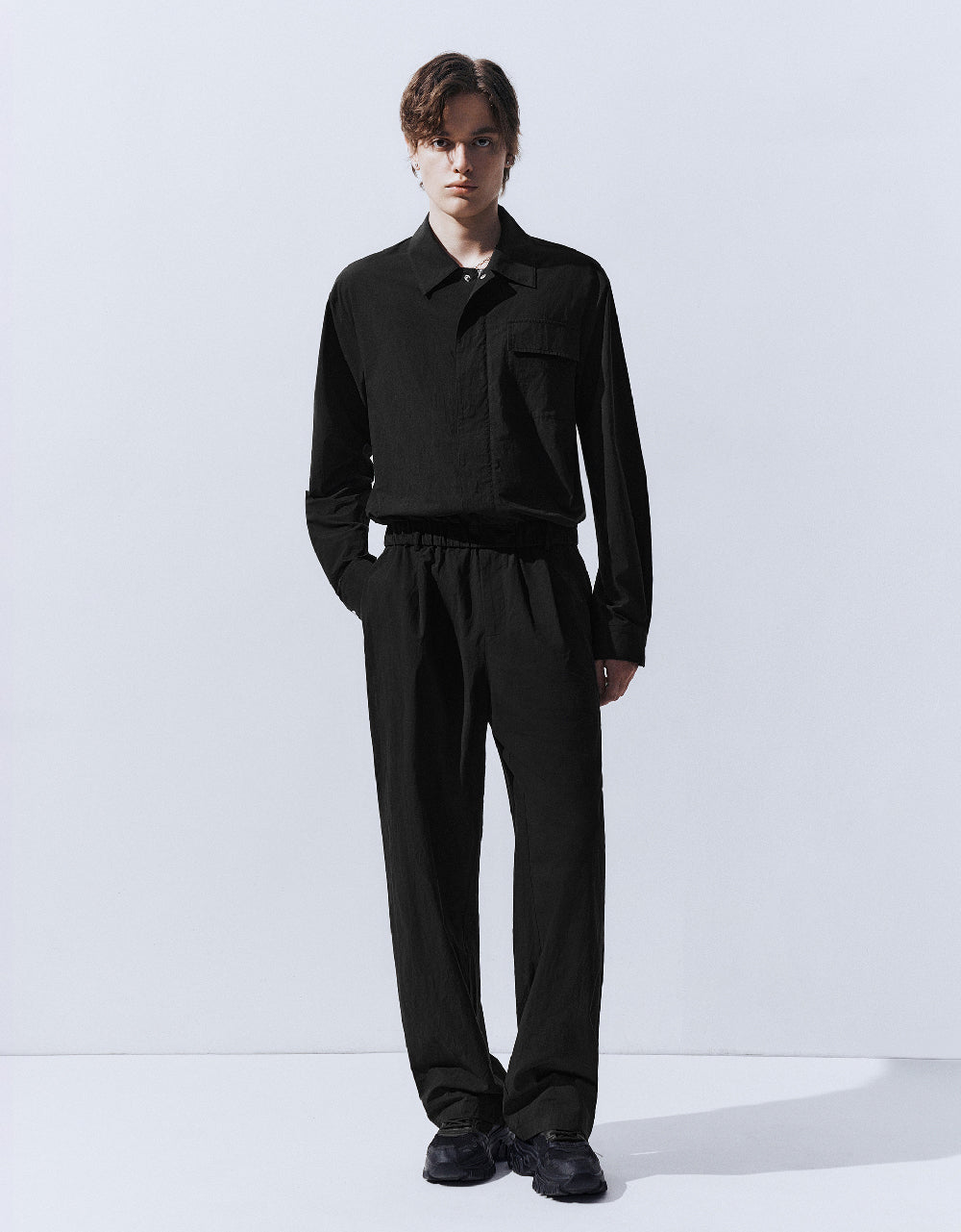 Elastic Waist Woven Jumpsuit