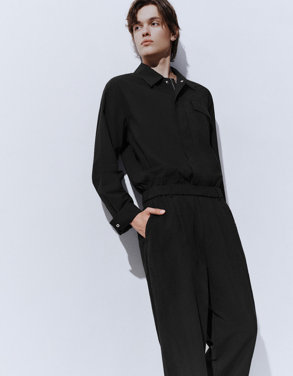 Elastic Waist Woven Jumpsuit