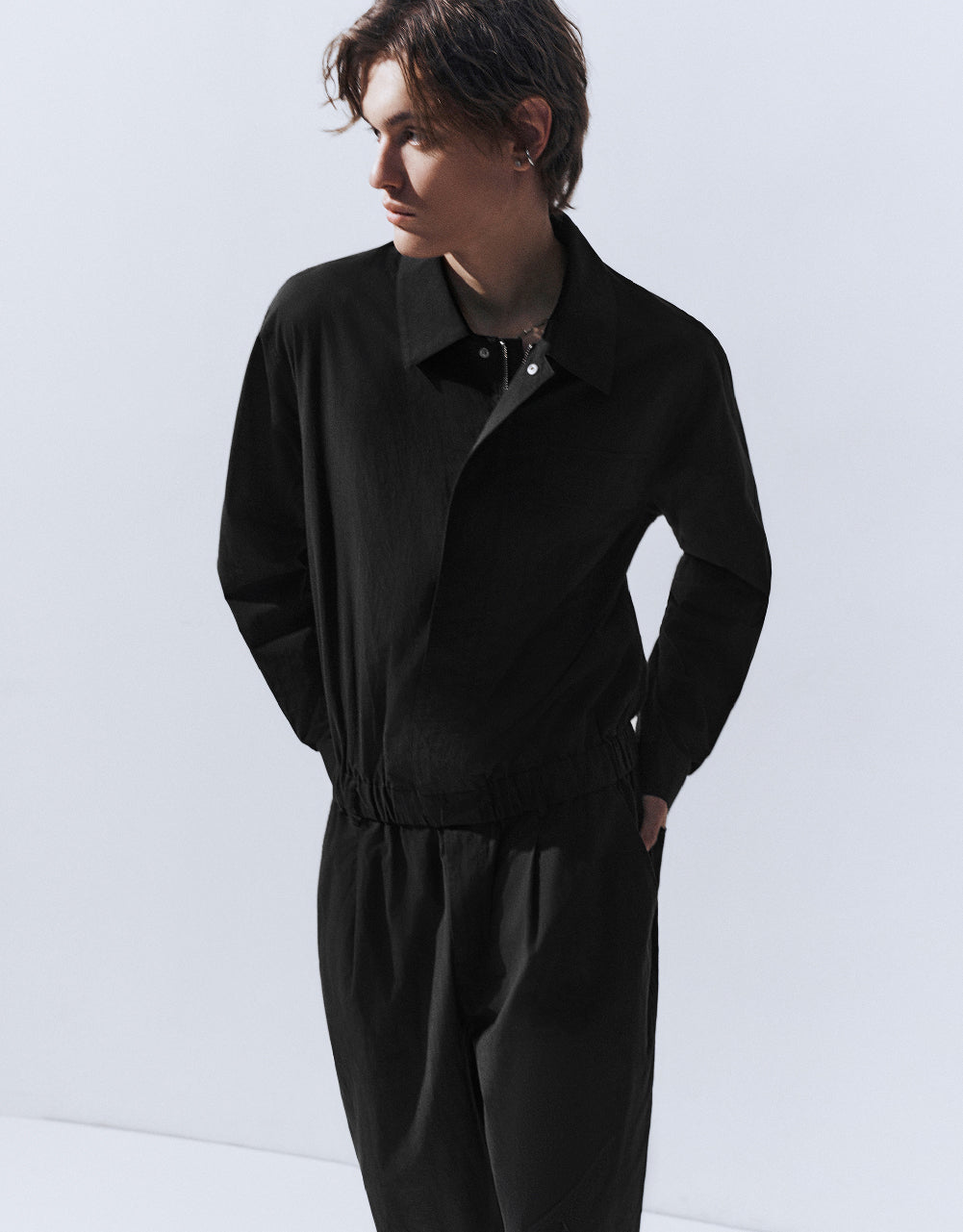 Elastic Waist Woven Jumpsuit