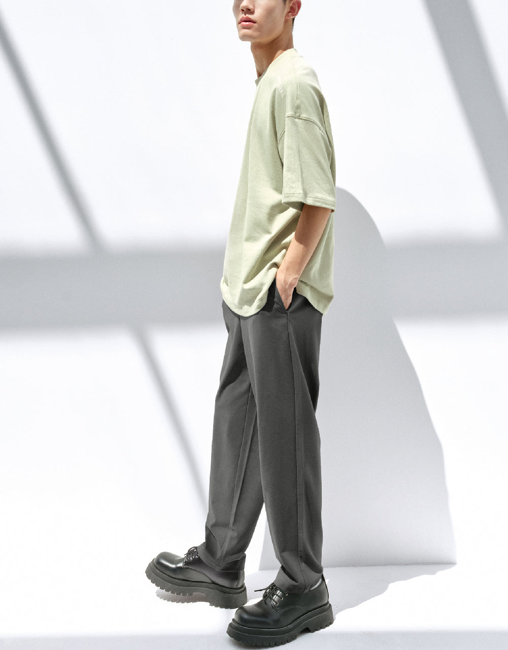 Drawstring Waist Carrot Fit Pants
