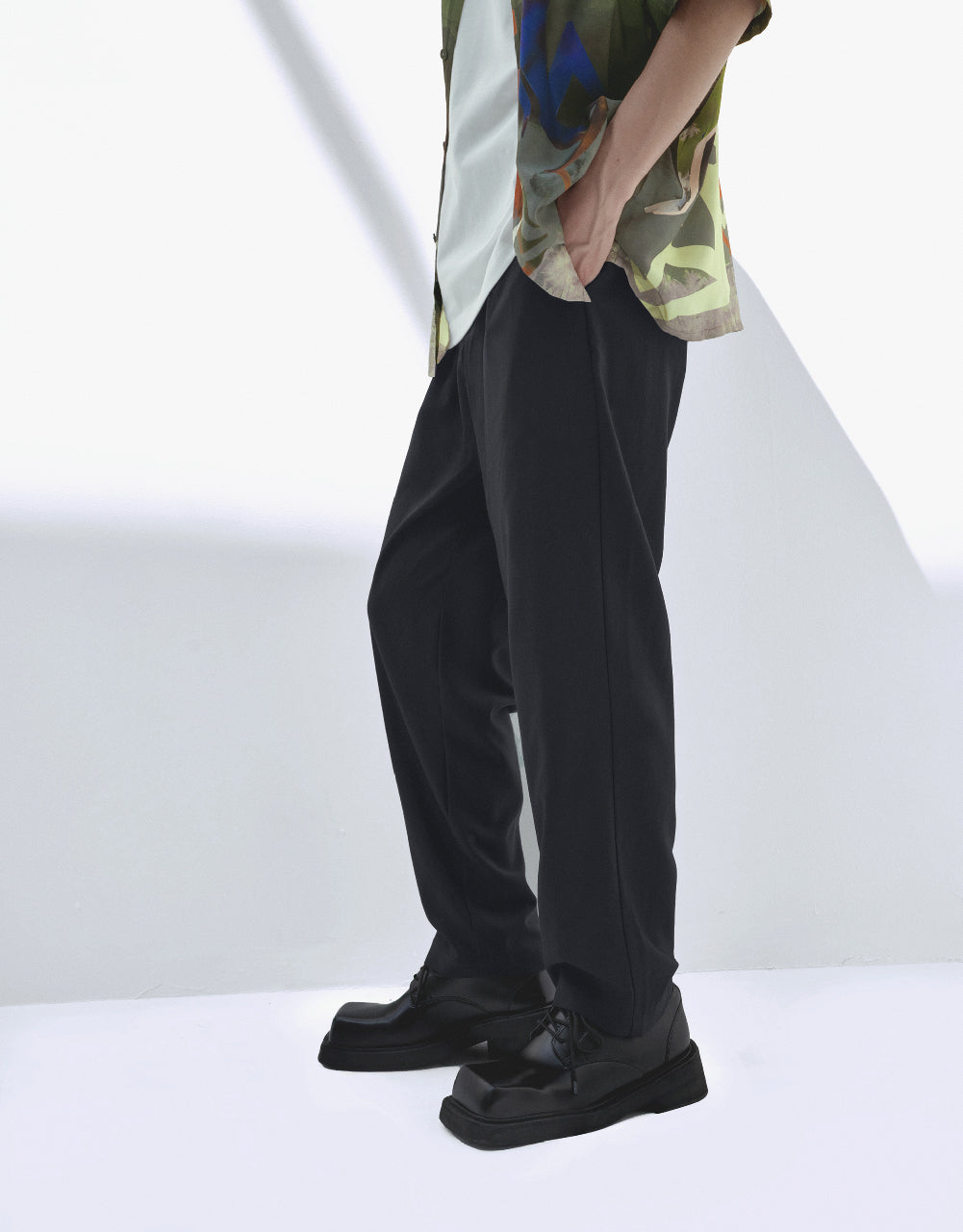 Elastic Waist Straight Pants
