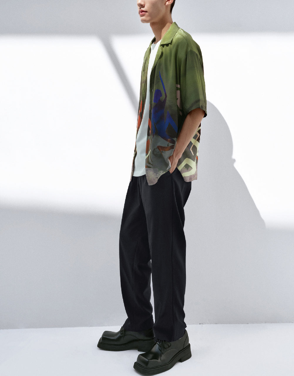 Elastic Waist Straight Pants