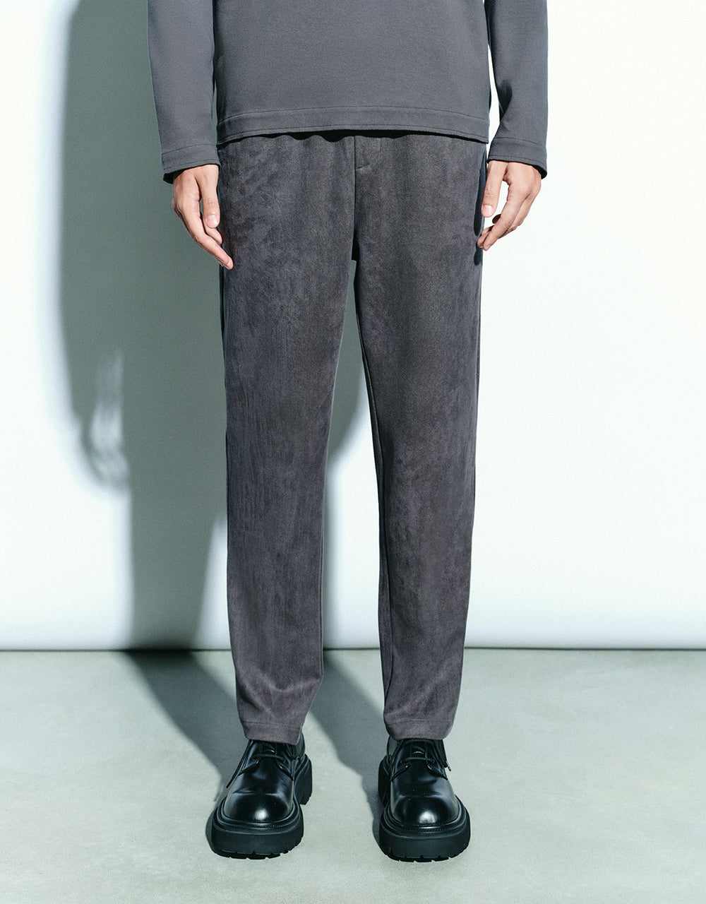 Drawstring Waist Knitted Straight Pants