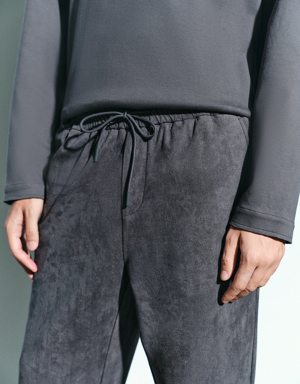 Drawstring Waist Knitted Straight Pants