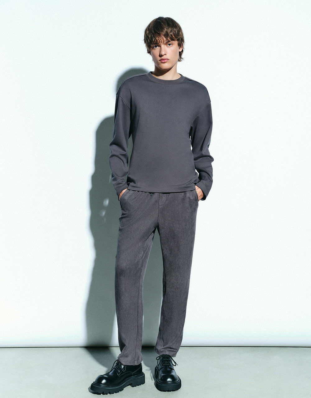 Drawstring Waist Knitted Straight Pants