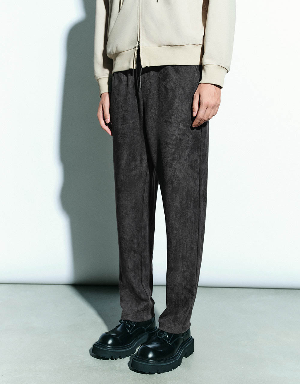 Drawstring Waist Knitted Straight Pants
