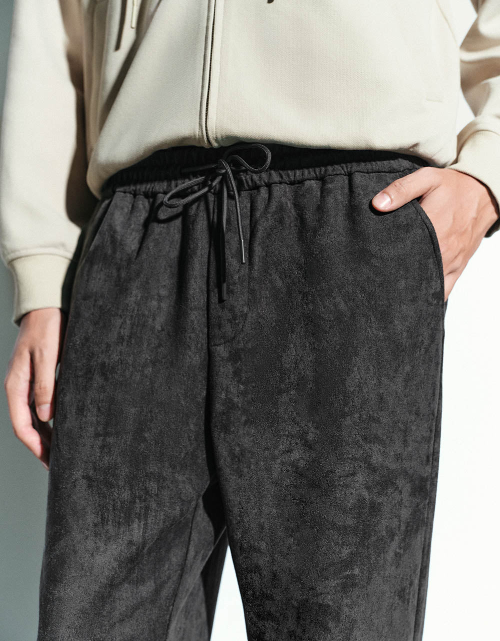 Drawstring Waist Knitted Straight Pants