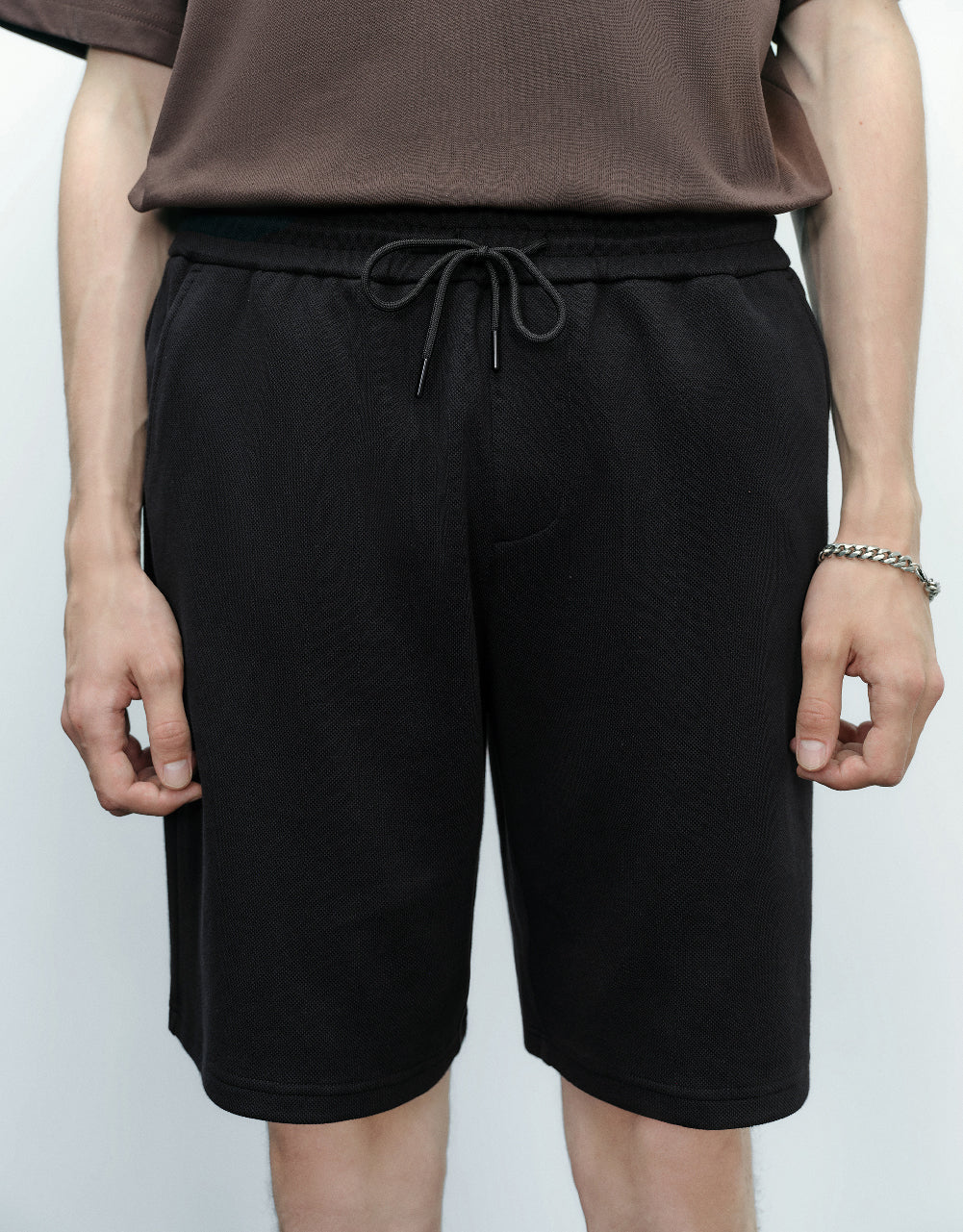 Drawstring Waist Knitted Shorts