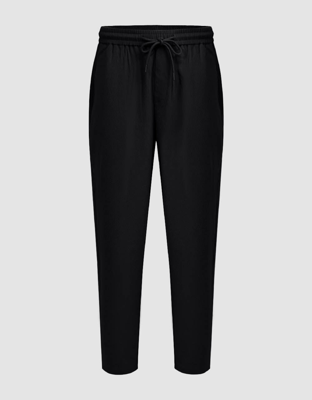 Drawstring Waist Carrot Fit Pants