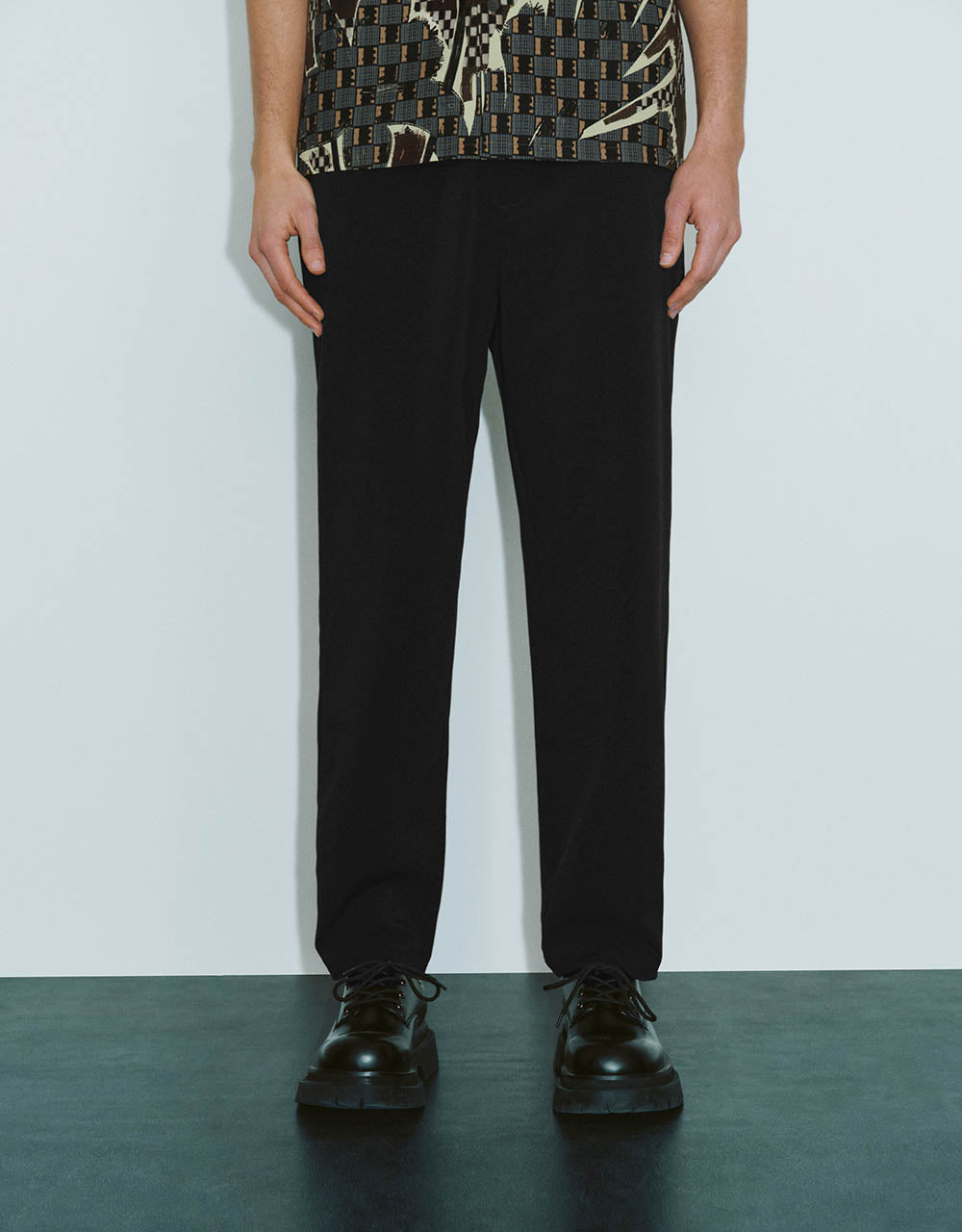 Drawstring Waist Carrot Fit Pants