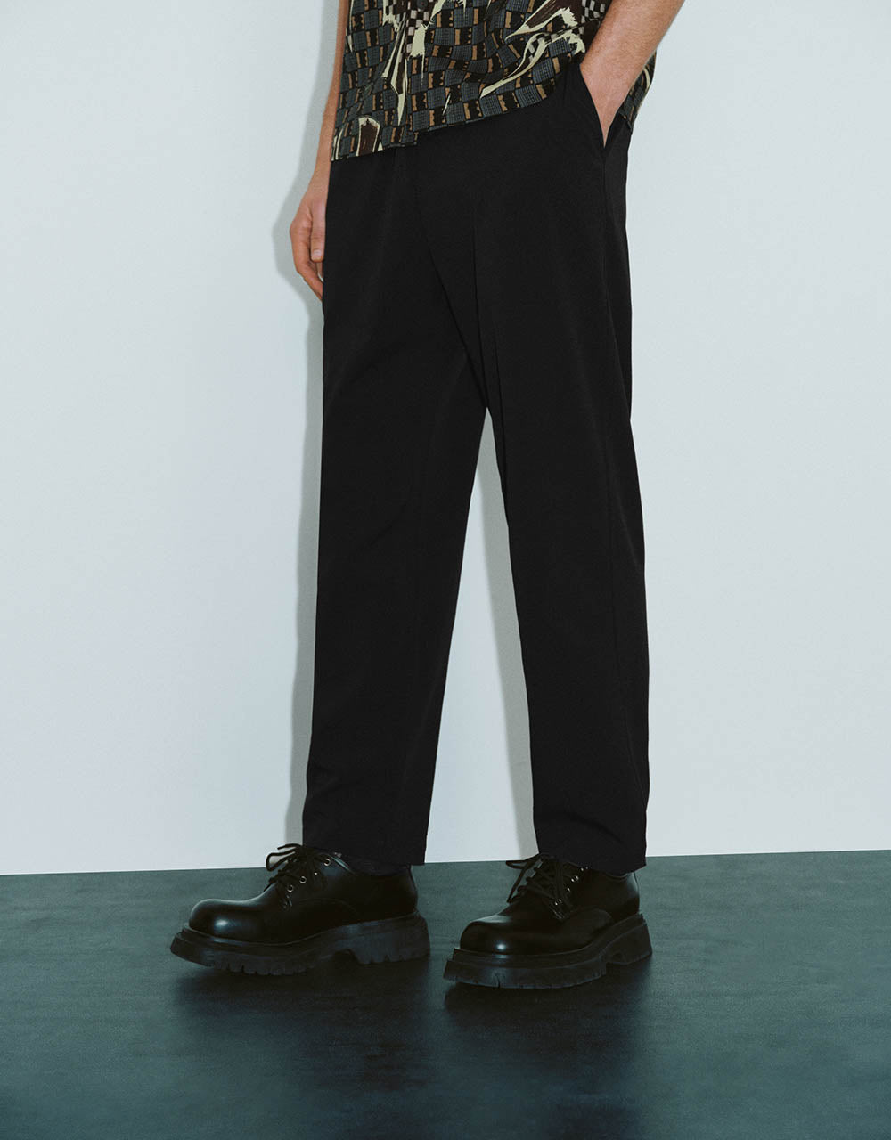Drawstring Waist Carrot Fit Pants