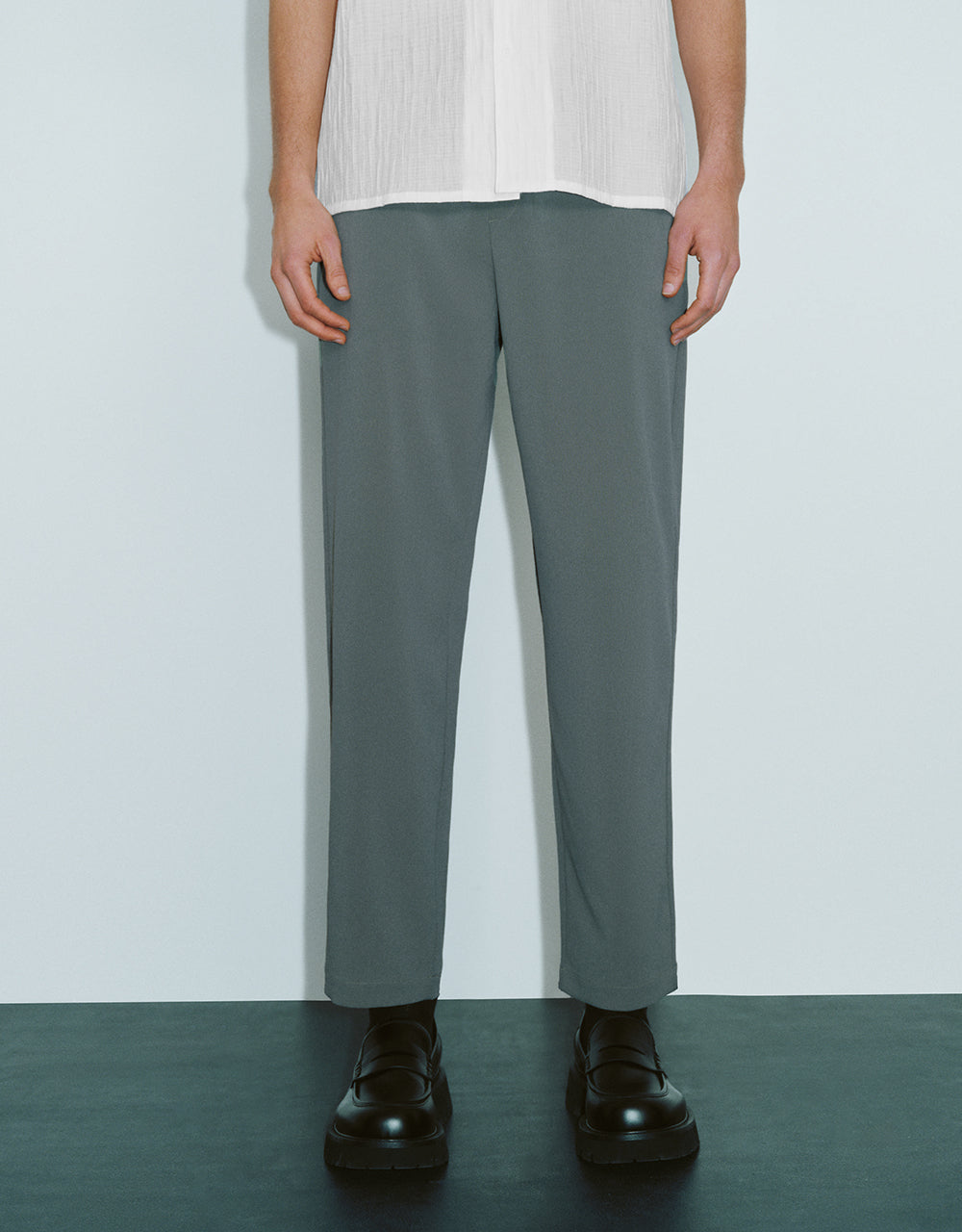 Drawstring Waist Carrot Fit Pants