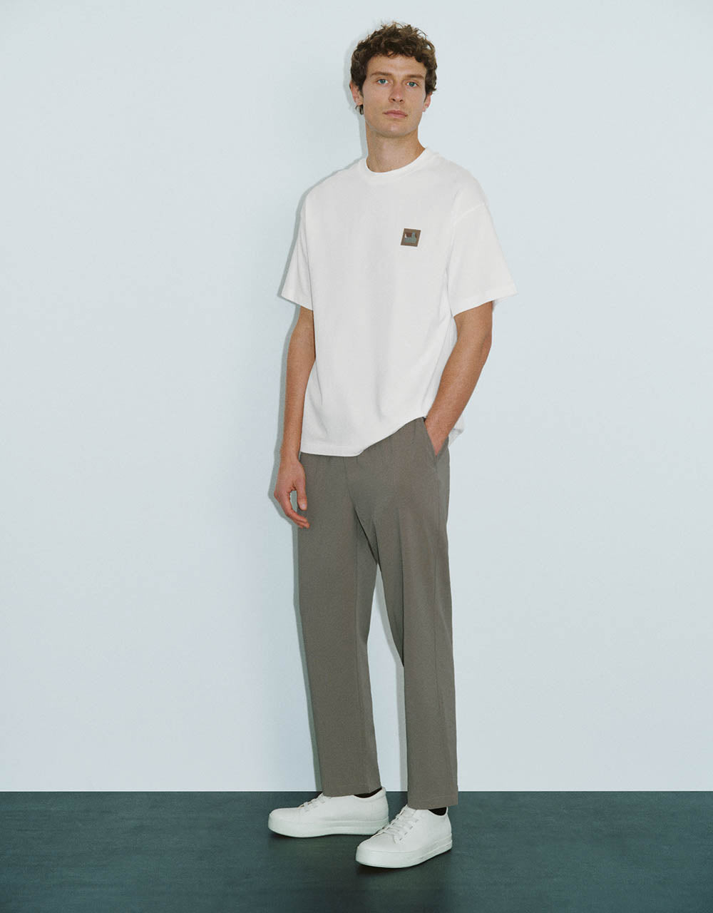 Drawstring Waist Carrot Fit Pants