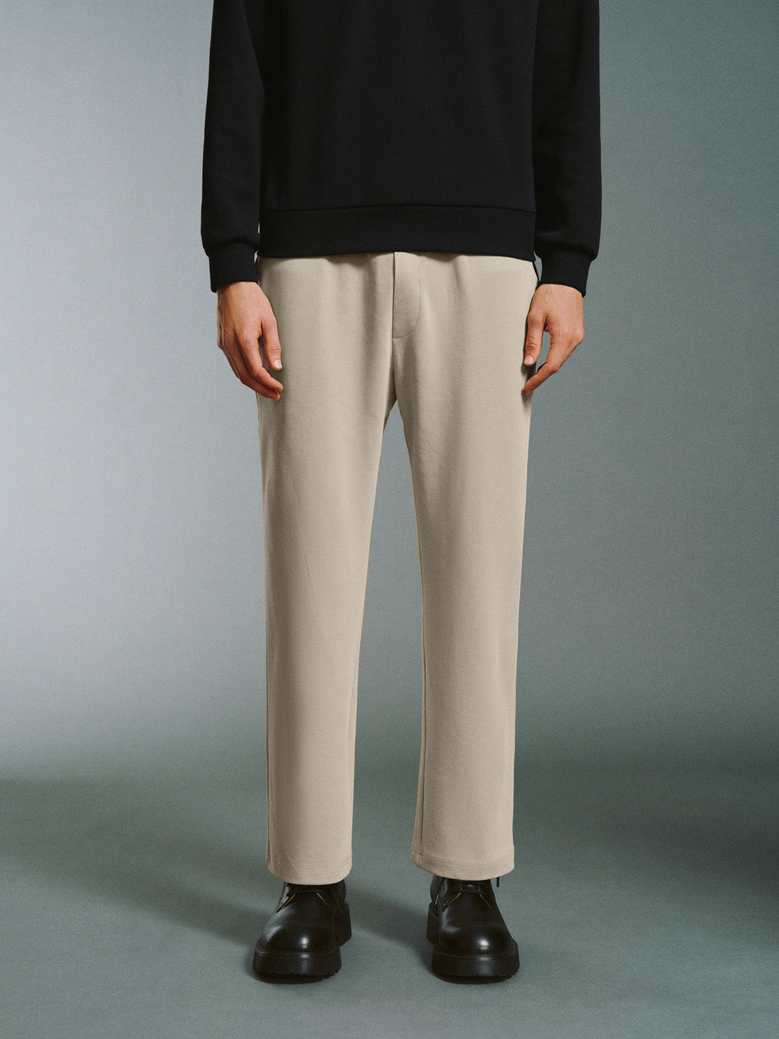 Zipper Fly Leisure Straight Pants