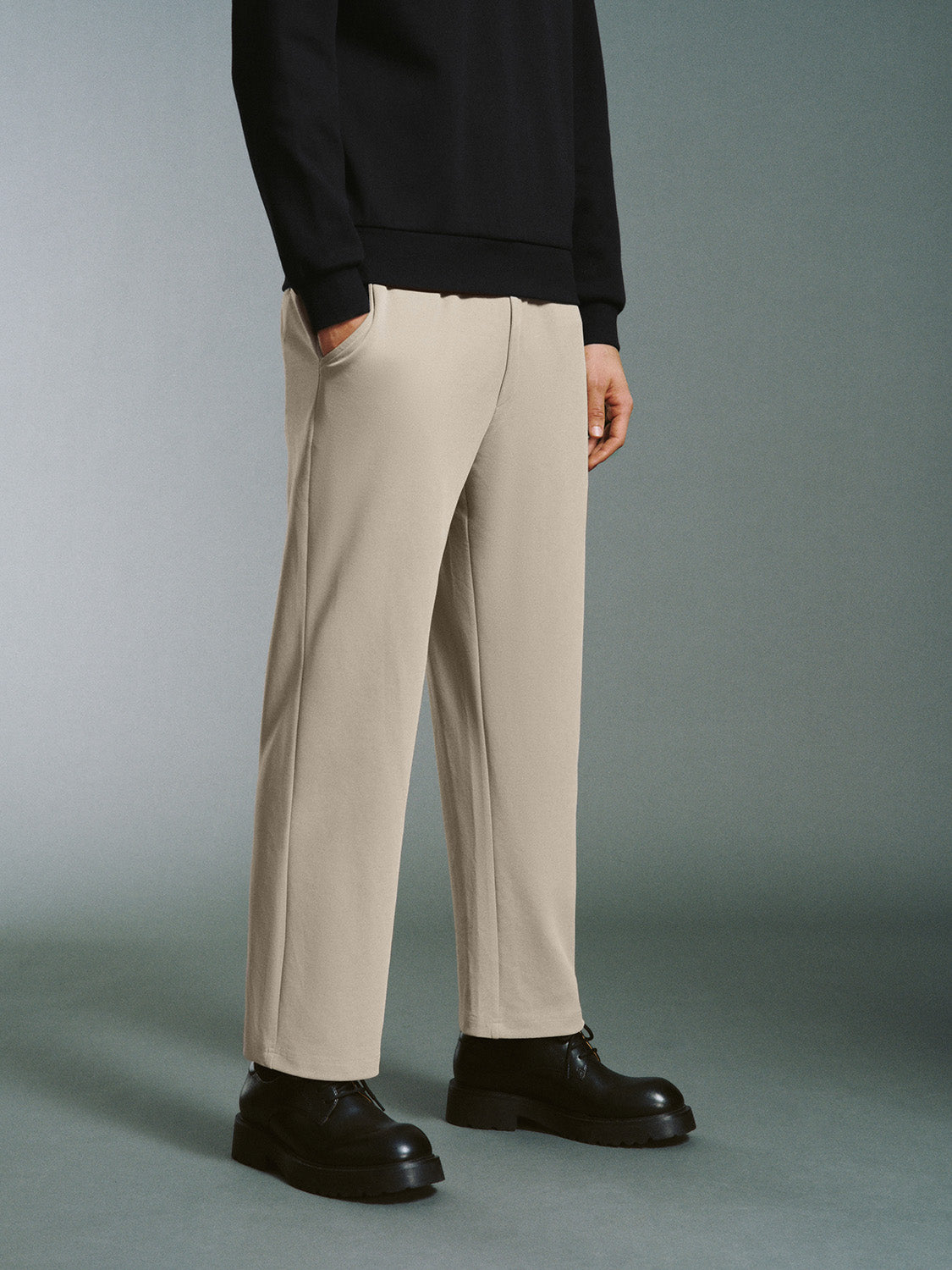 Zipper Fly Leisure Straight Pants