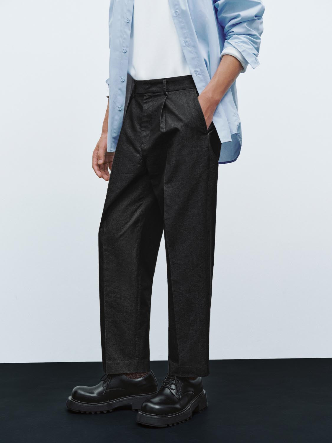 Pleated Tailored Straight Leg Pants