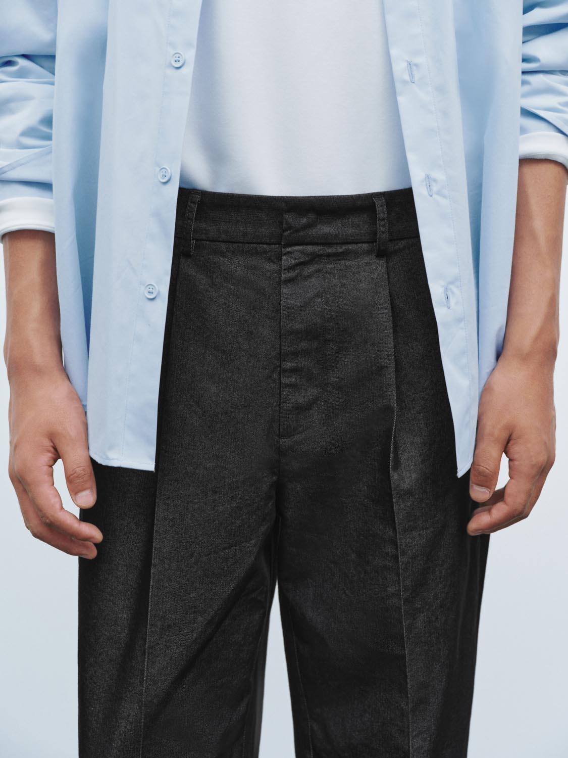 Pleated Tailored Straight Leg Pants