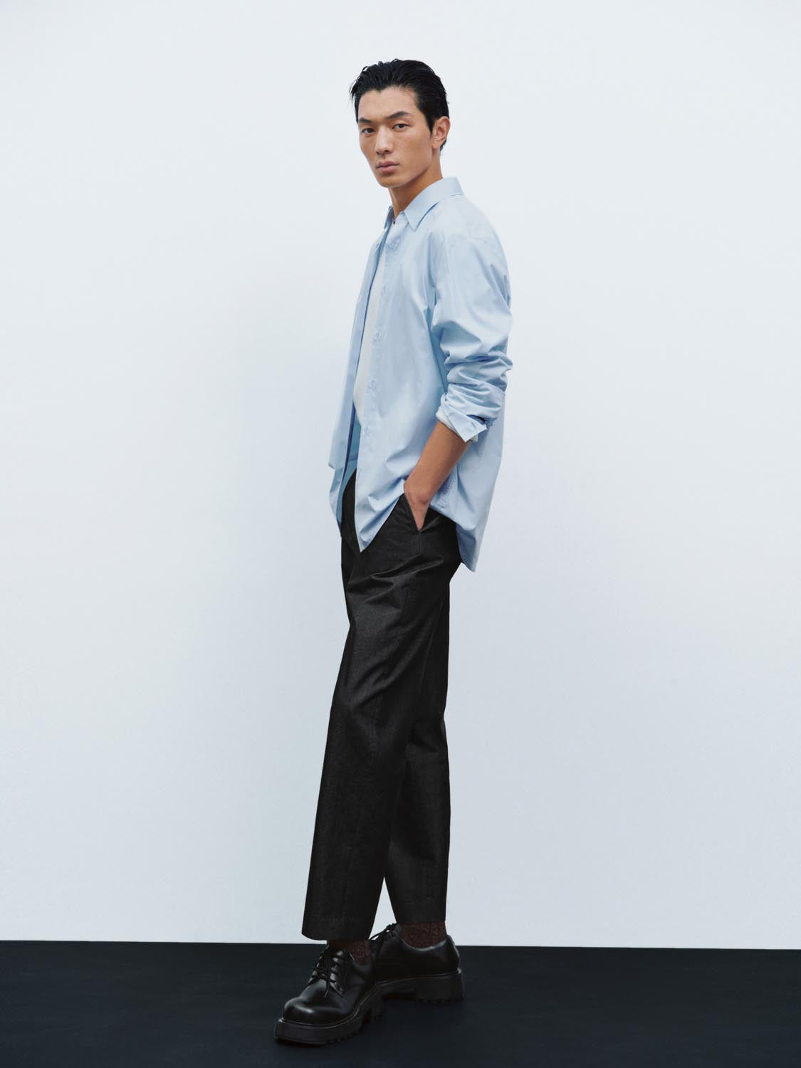 Pleated Tailored Straight Leg Pants