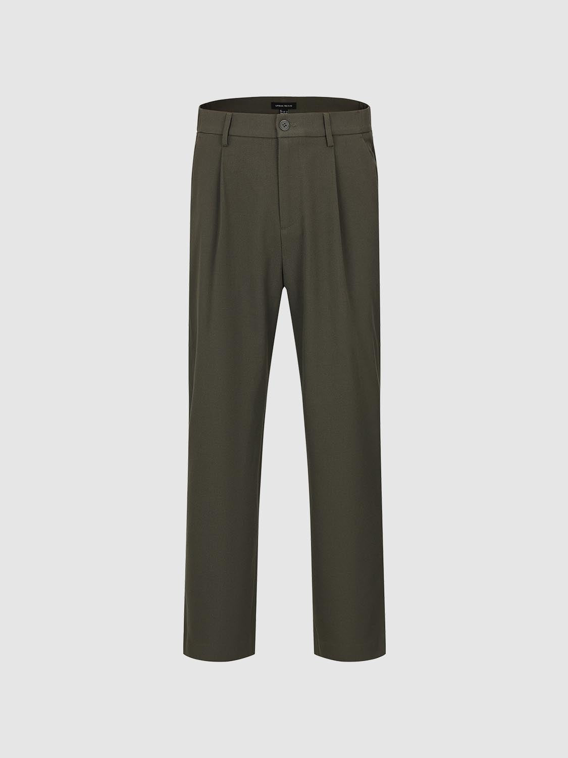 Tailored Pleated Straight Leg Pants