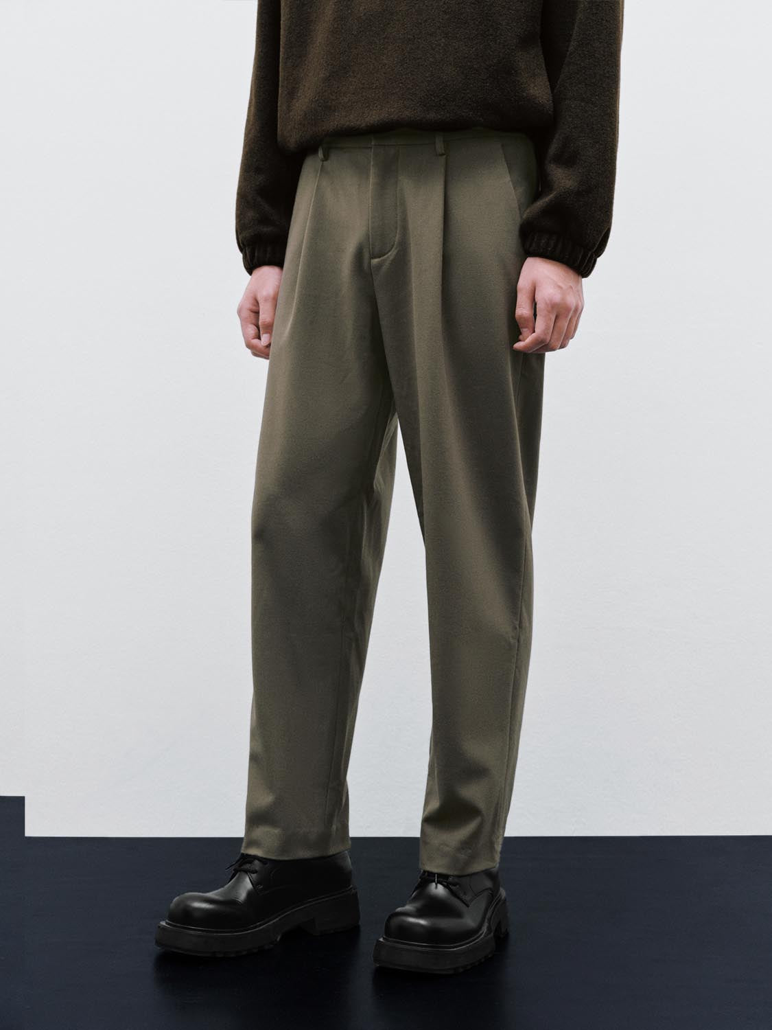 Tailored Pleated Straight Leg Pants