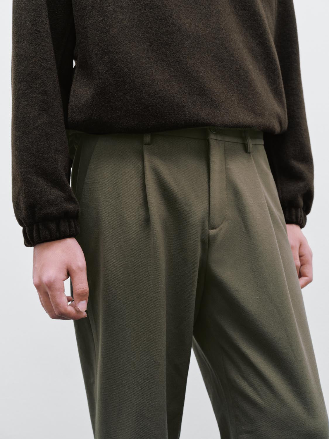 Tailored Pleated Straight Leg Pants