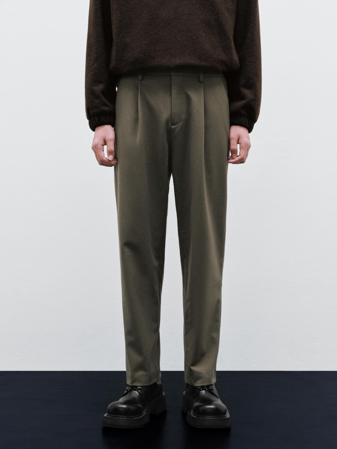 Tailored Pleated Straight Leg Pants