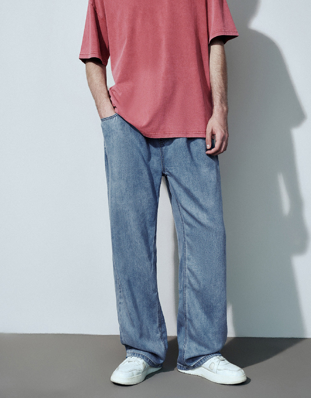Drawstring Waist Straight Jeans