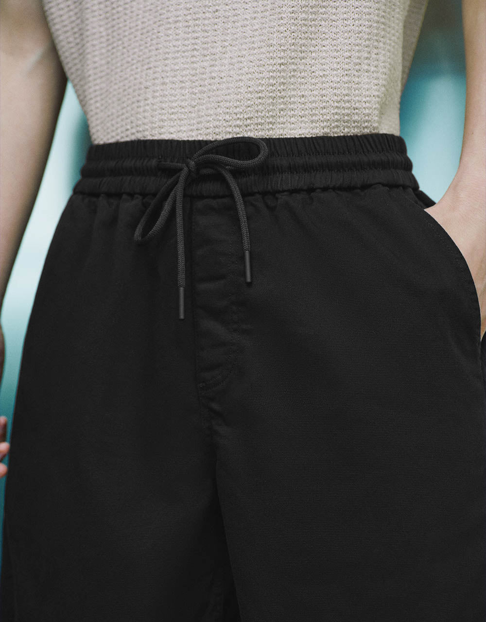 Drawstring Waist Denim Shorts