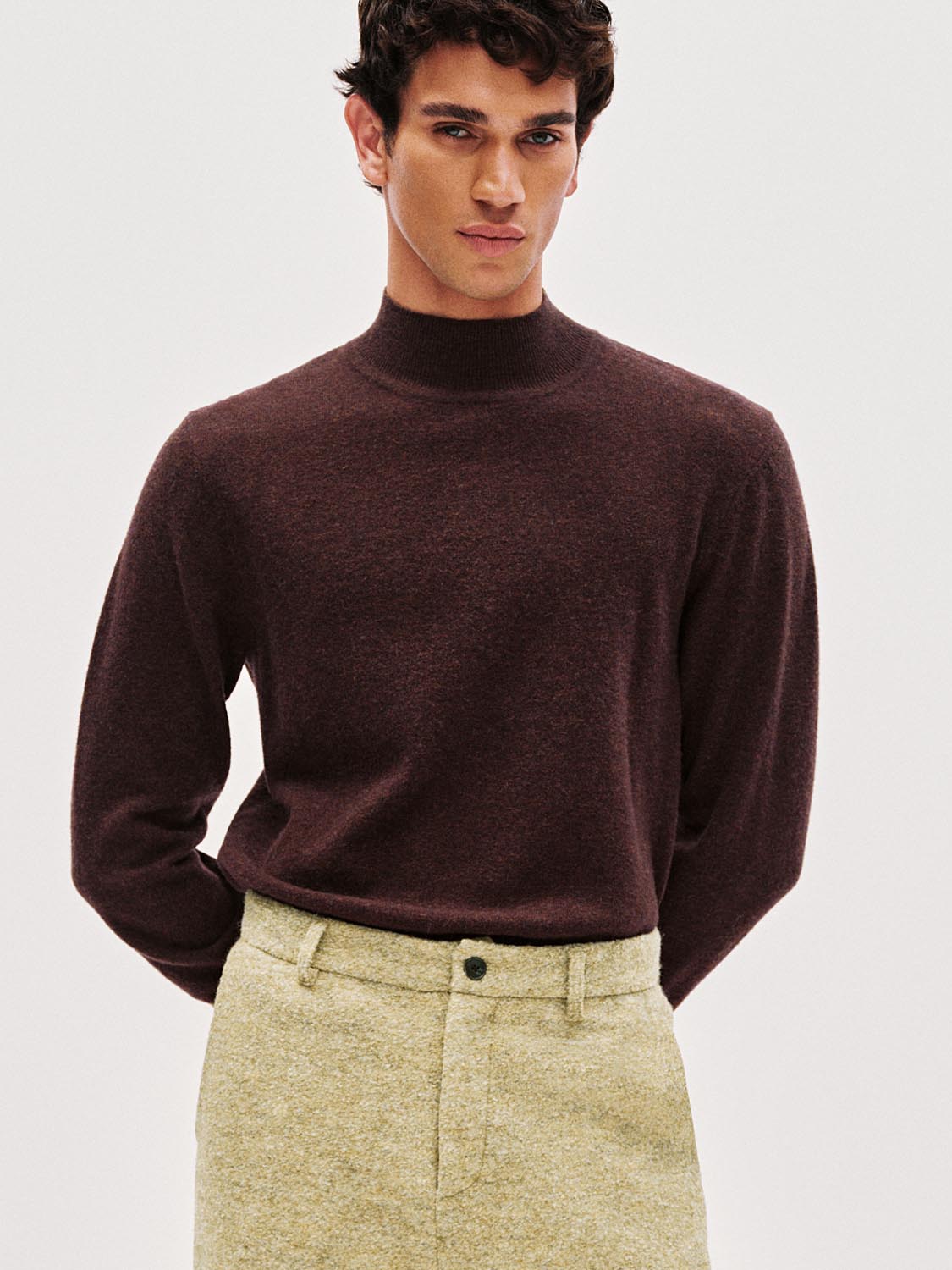 High Neck Long Sleeve Knitted T-Shirts