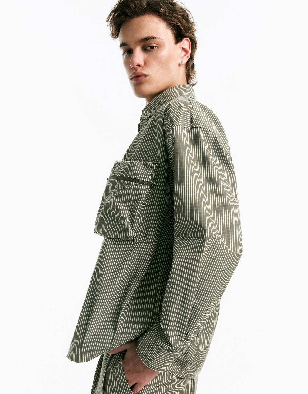 Striped Jacket With Pocket