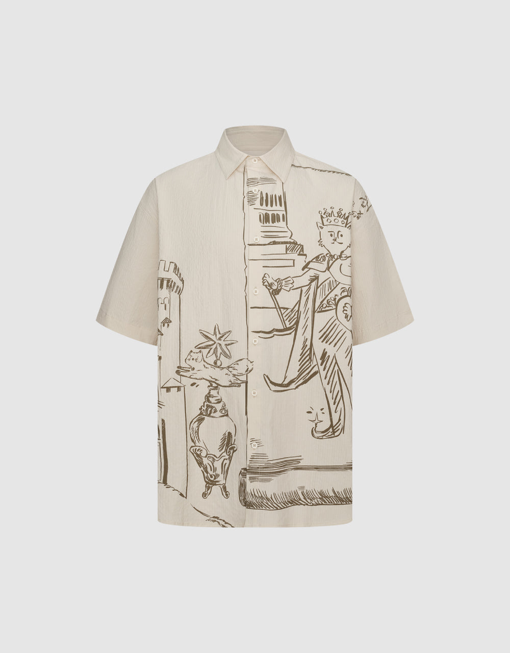 Button Up Printed Loose Shirt